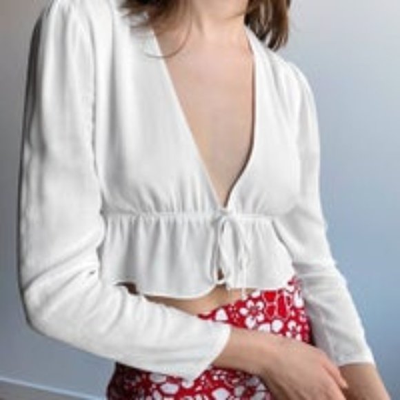 Sunday Best Giselle Tie-Front Cropped Blouse - Picture 1 of 4